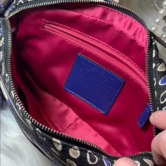 Coach poppy blue Floral Flight bag purse euc - Picture 7 of 8